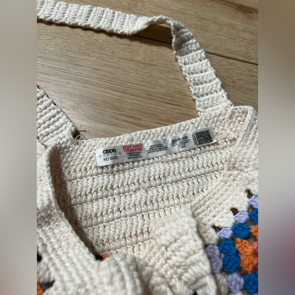 Multicolor Granny Square Crochet Mini Tote Bag - Picture 6 of 6